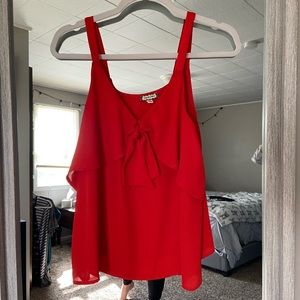 Cute coral tank top with a tie in the front